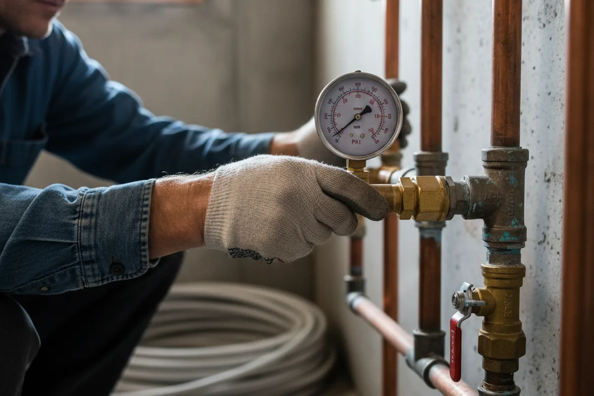 Pressure testing a repaired line during Water Line Repair in Boca Grande